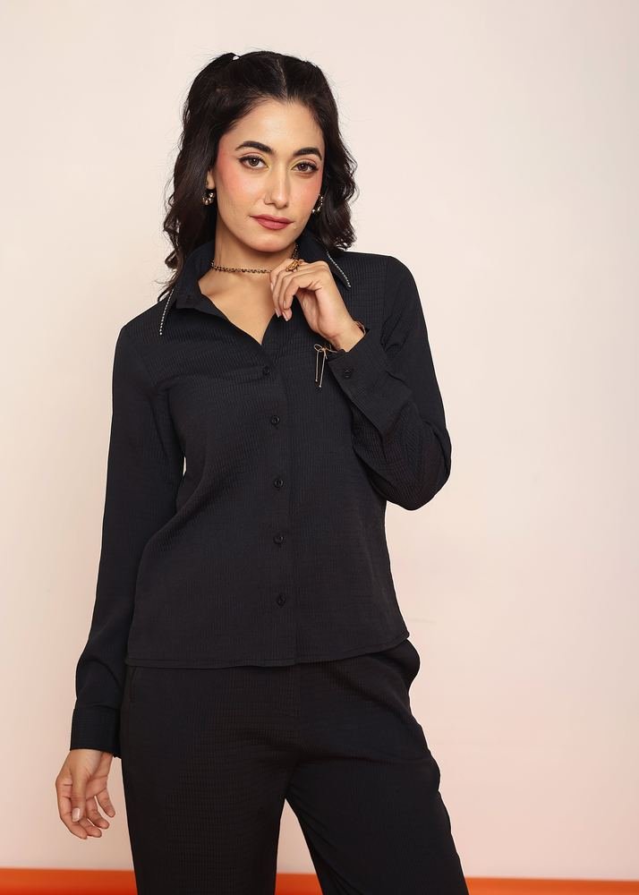 Black rhinestone shirt photo 3