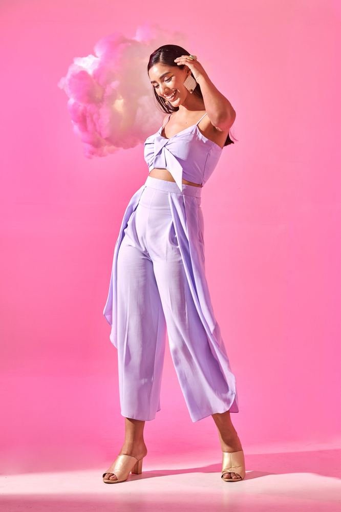 Bow Detailed Top with Wrap Pants photo 4