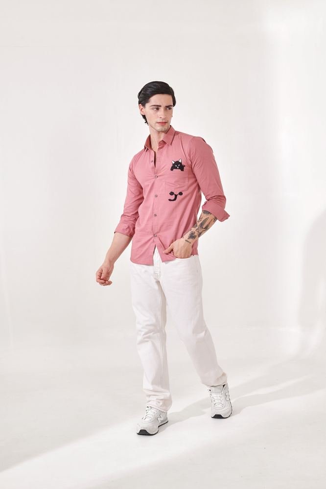 Cat Embroidered Shirt photo 3