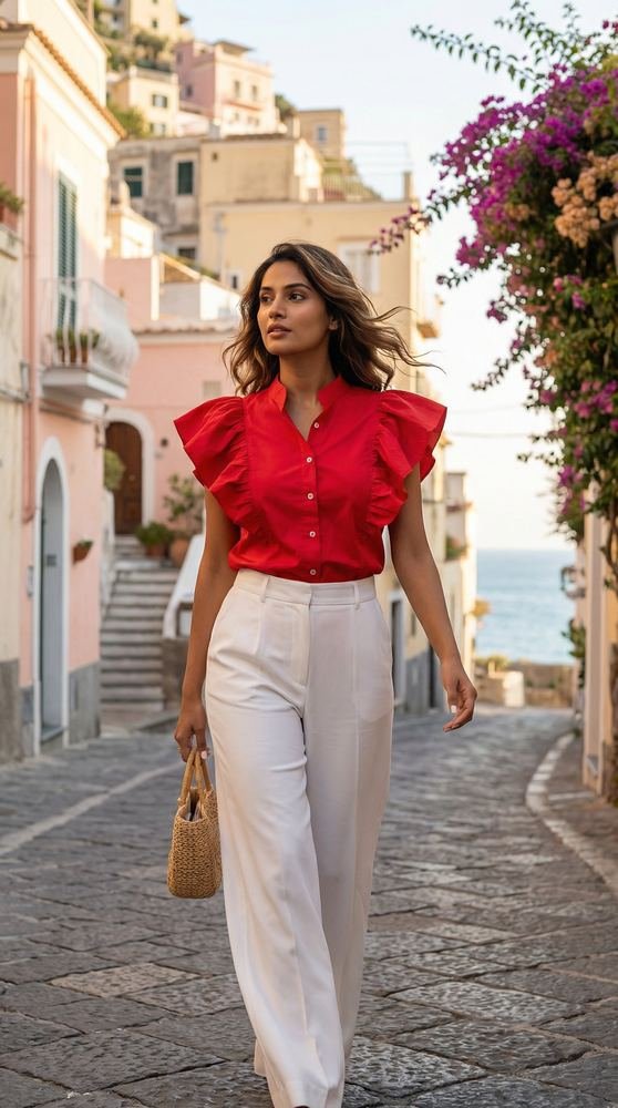 Hot Red Ruffled Shirt photo 5