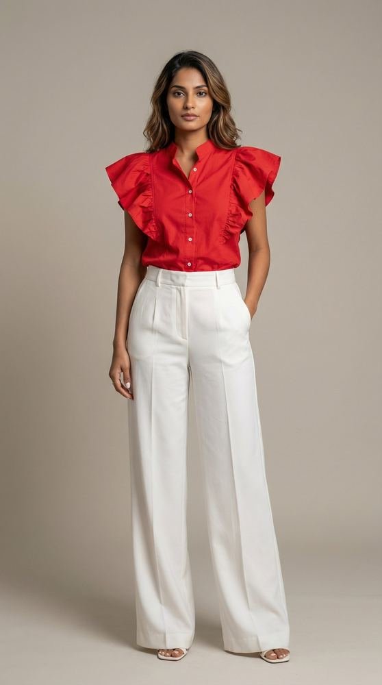 Hot Red Ruffled Shirt photo 2