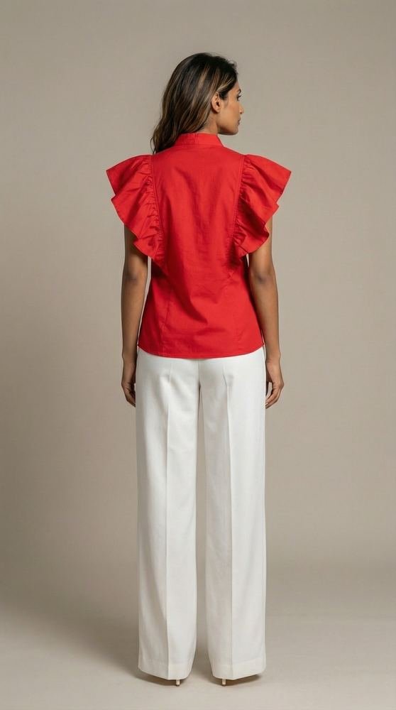 Hot Red Ruffled Shirt