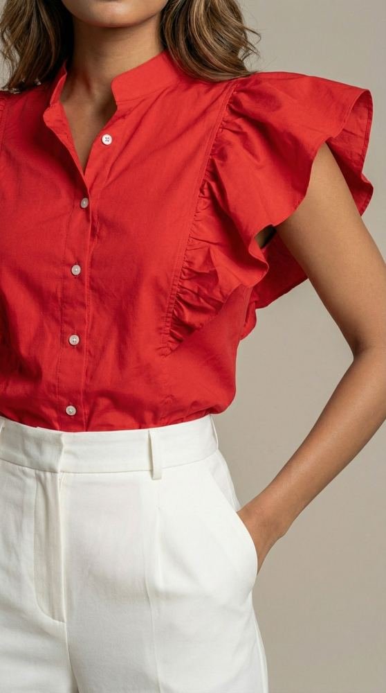 Hot Red Ruffled Shirt photo 4