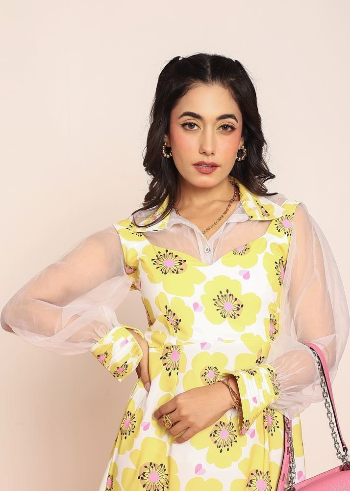 Organza shirt with printed details photo 3