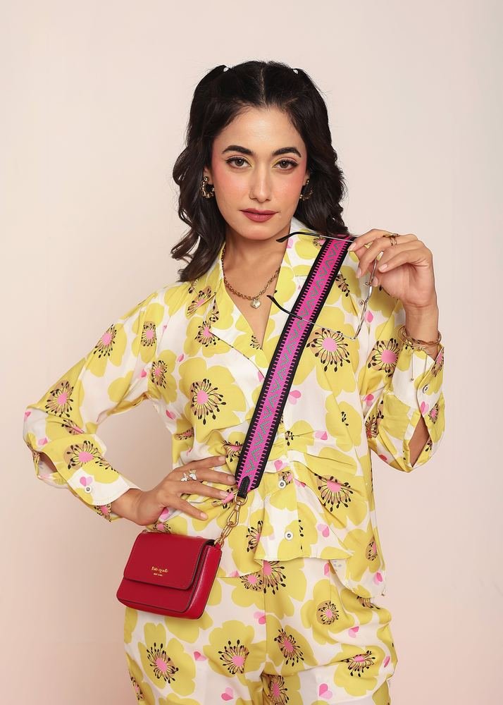Printed pleated shirt