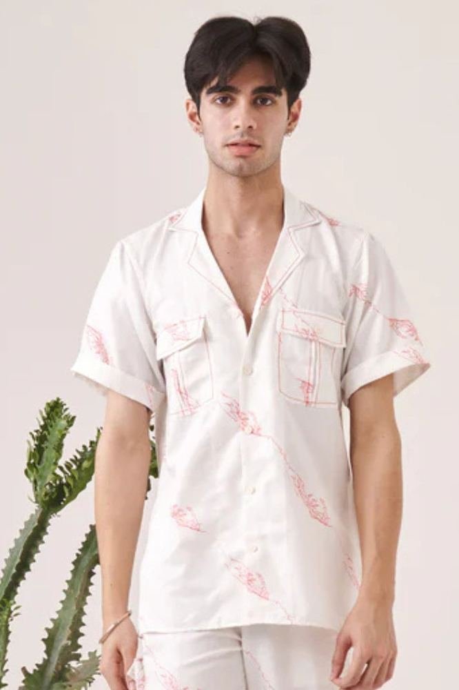 White hand printed shirt photo 3