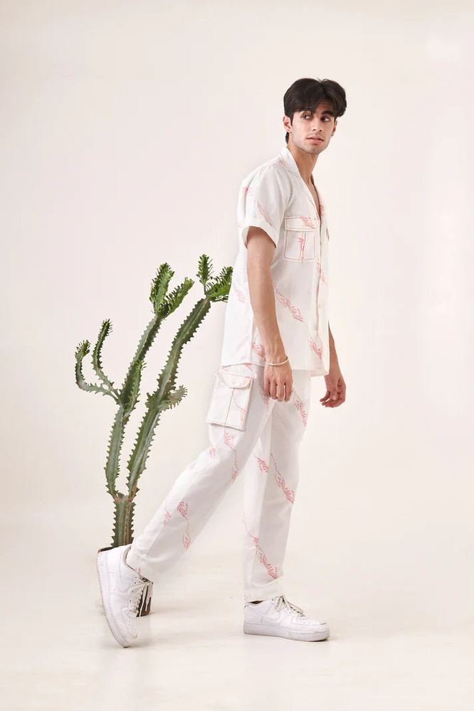 White hand printed shirt