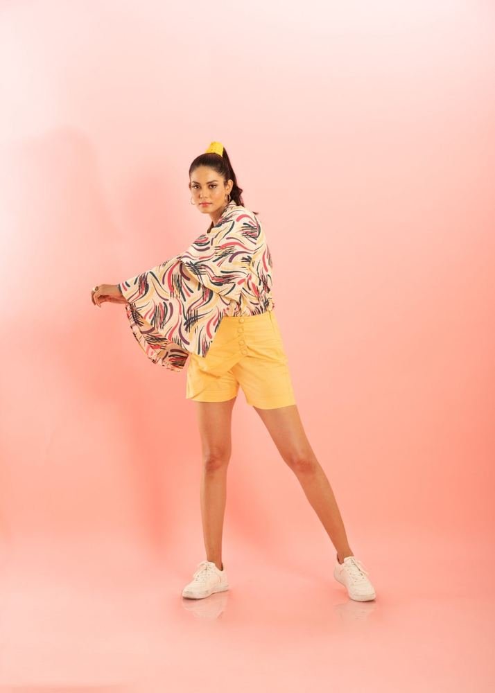 Cotton butter yellow skorts photo 5