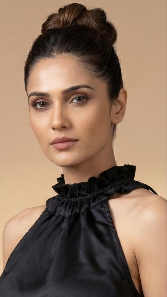 Black Halter Neck Fan Top photo 4