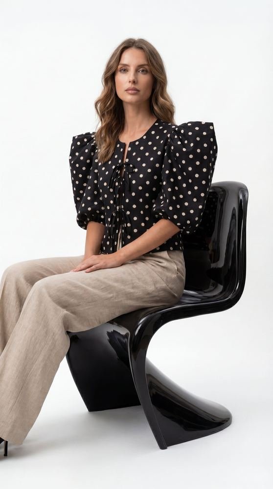 Black Polka Dot Top photo 3