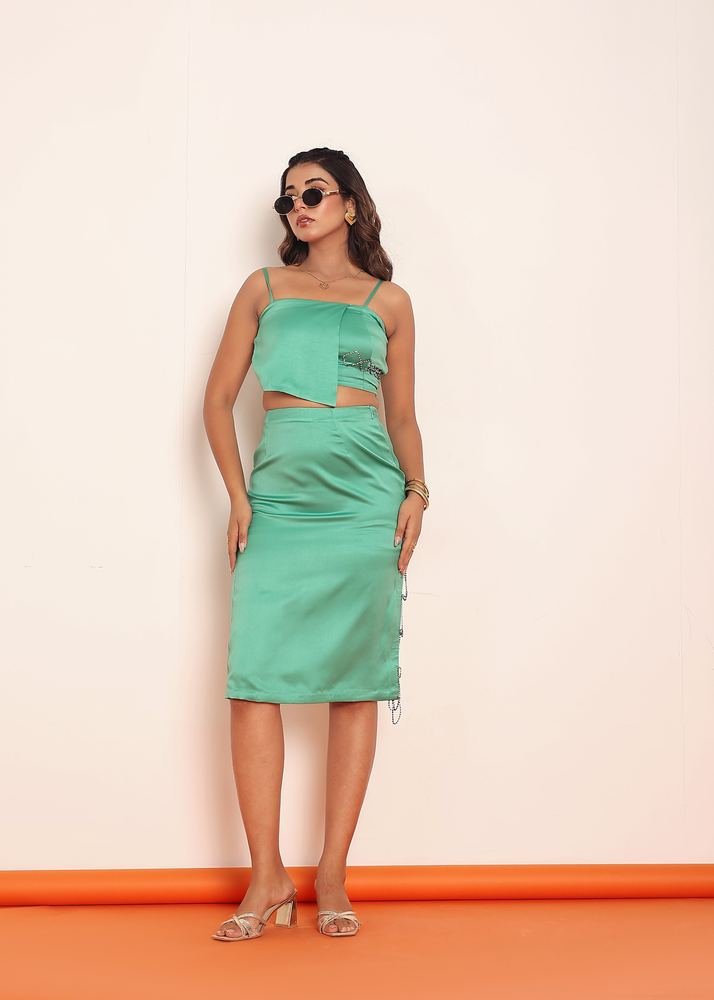 Green rhinestone flap top photo 4