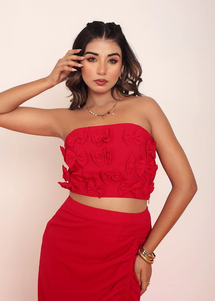 Hot Red bow tube top