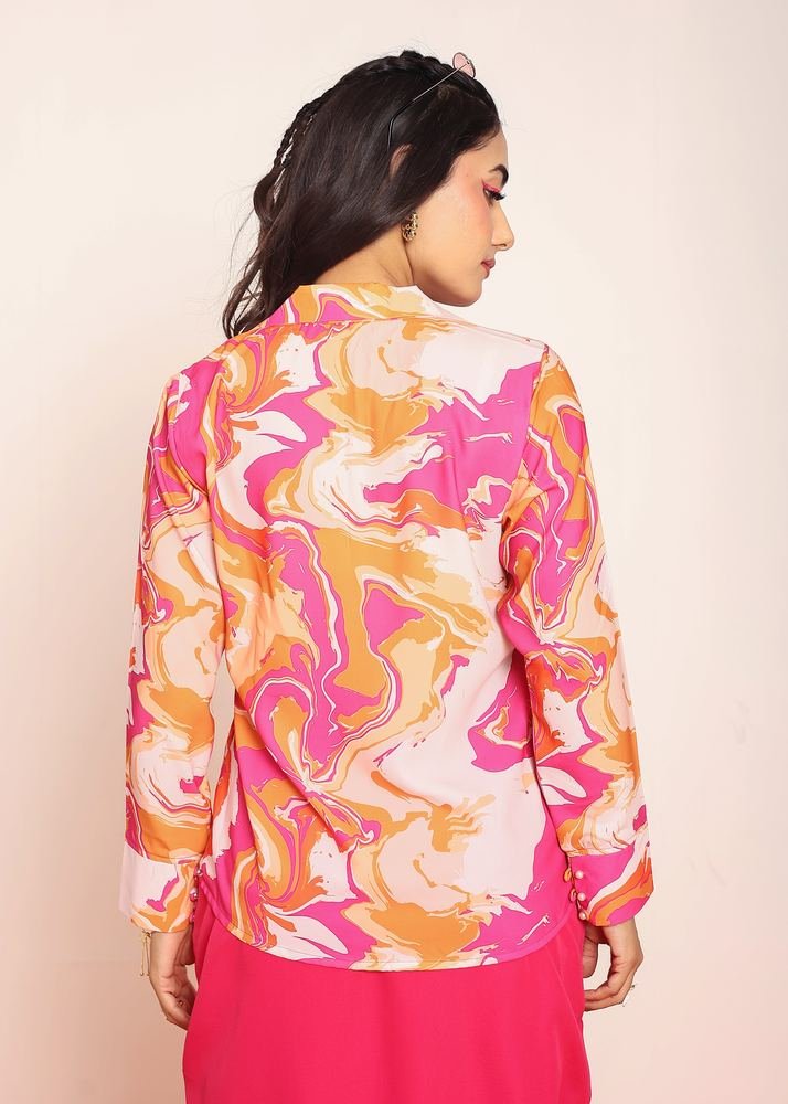 Printed hot pink top