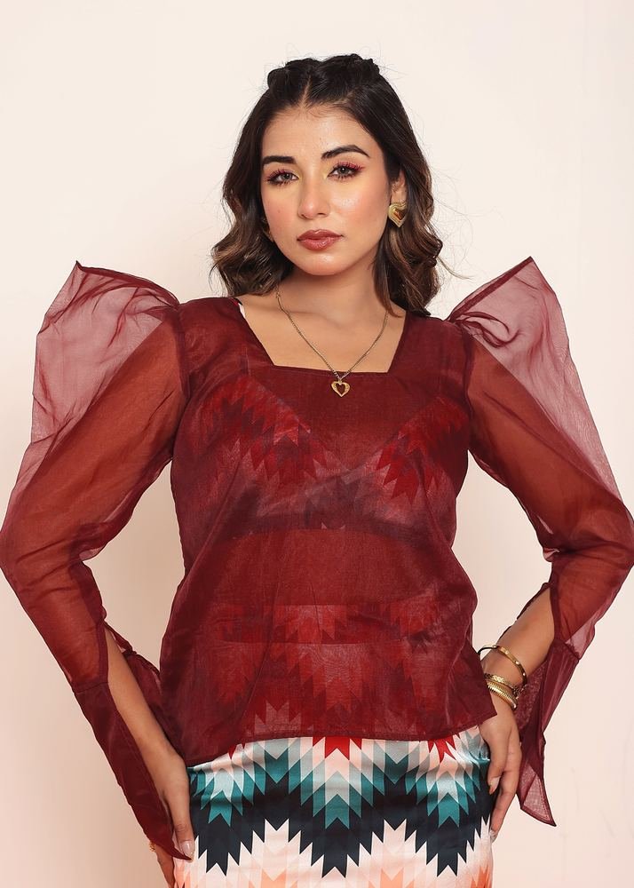 Wine organza top