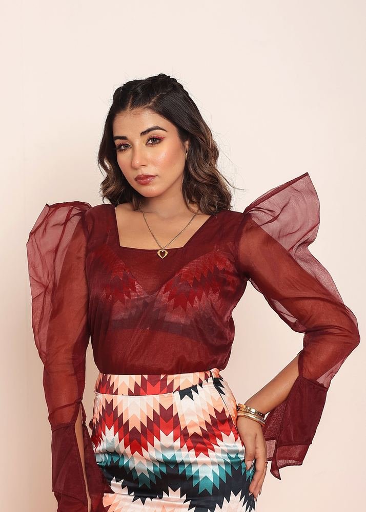 Wine organza top photo 3