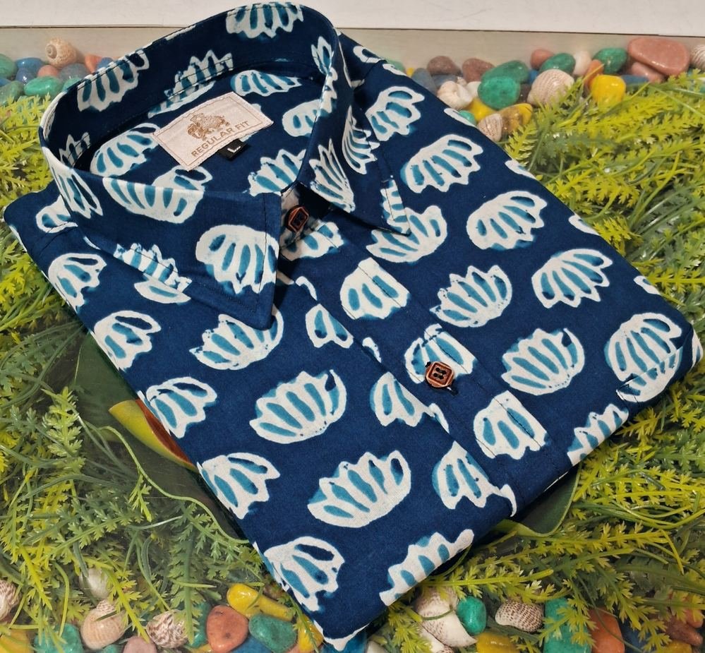 Lotus Hand Block Cotton Shirt