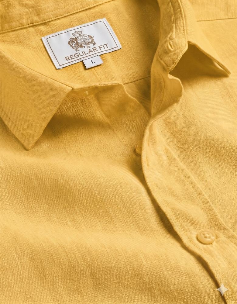 Desert Saffron Casual Slub Cotton Shirt