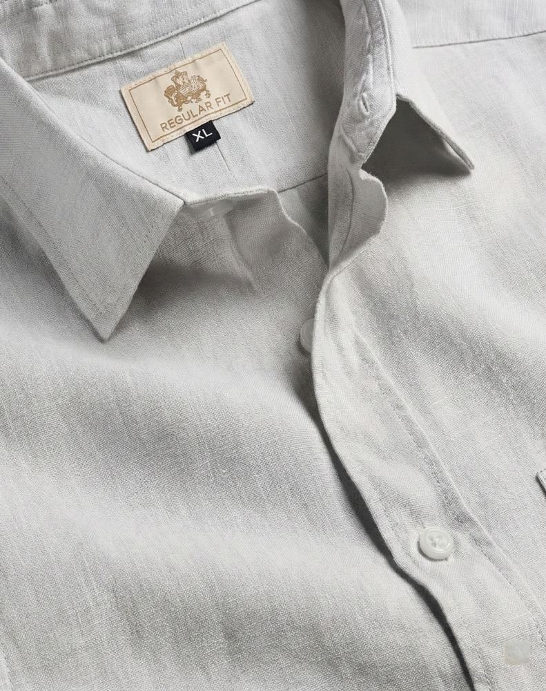 Stone Grey Taupe Cotton Shirt
