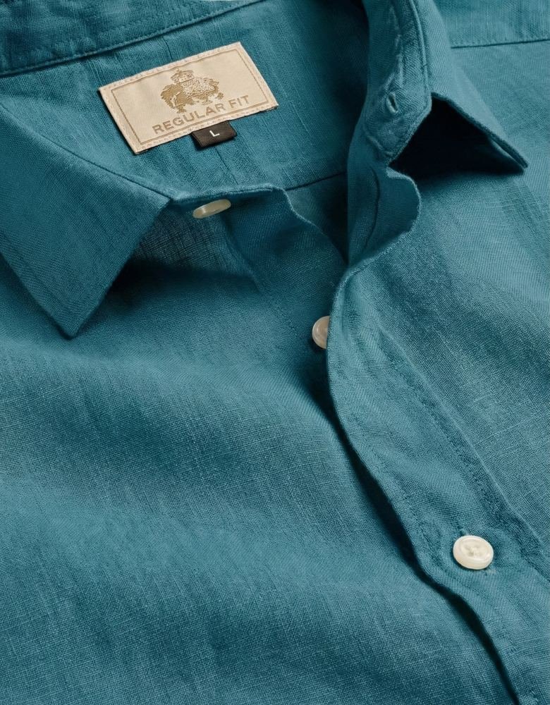Deep Teal Petrol Blue Cotton Shirt
