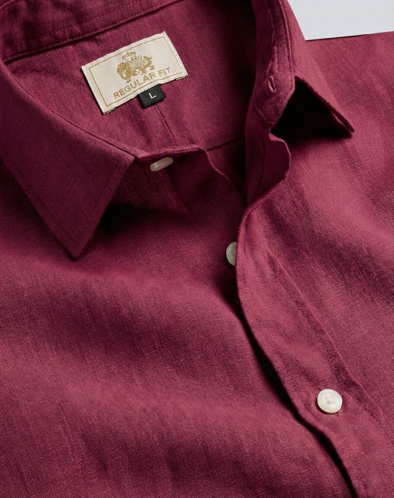Deep Berry Casual Cotton Shirt