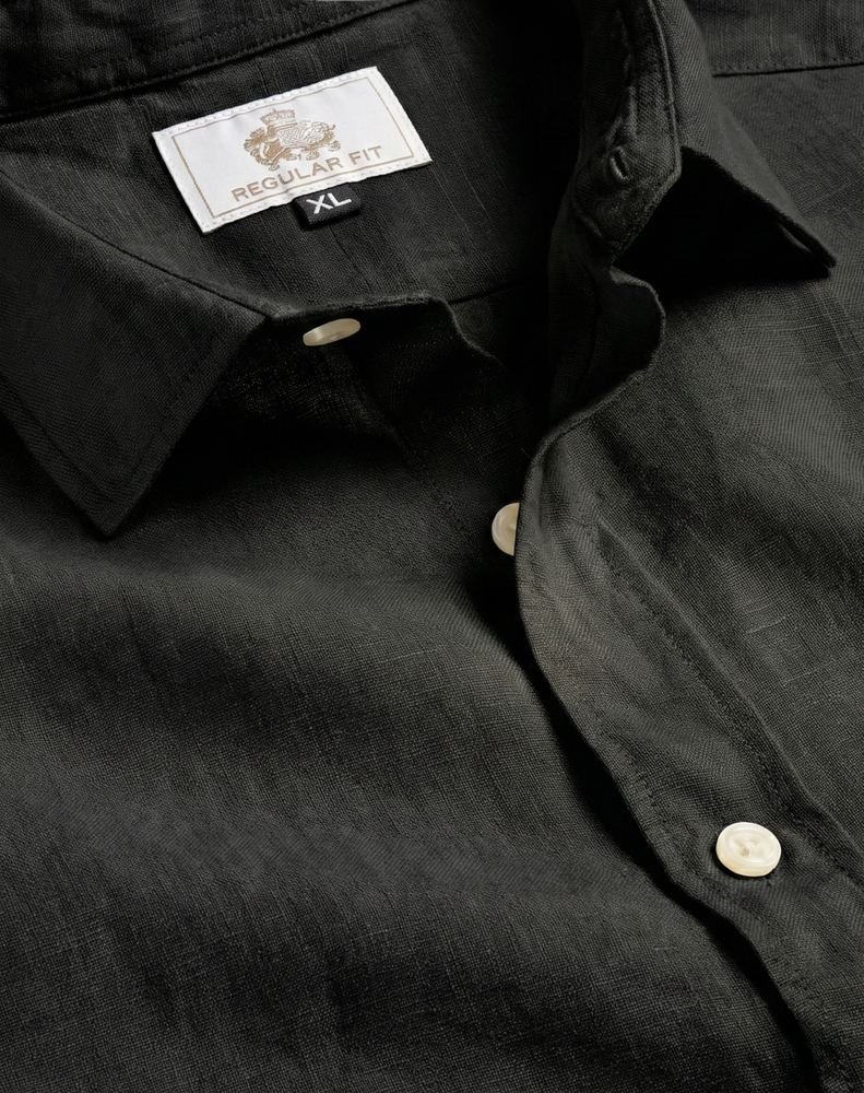 Linen Shirt in Midnight Black