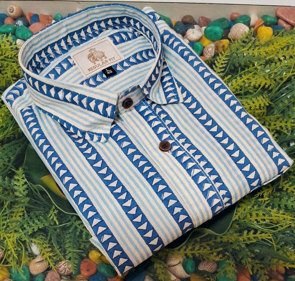 Ocean Breeze Geometric Striped Shirt