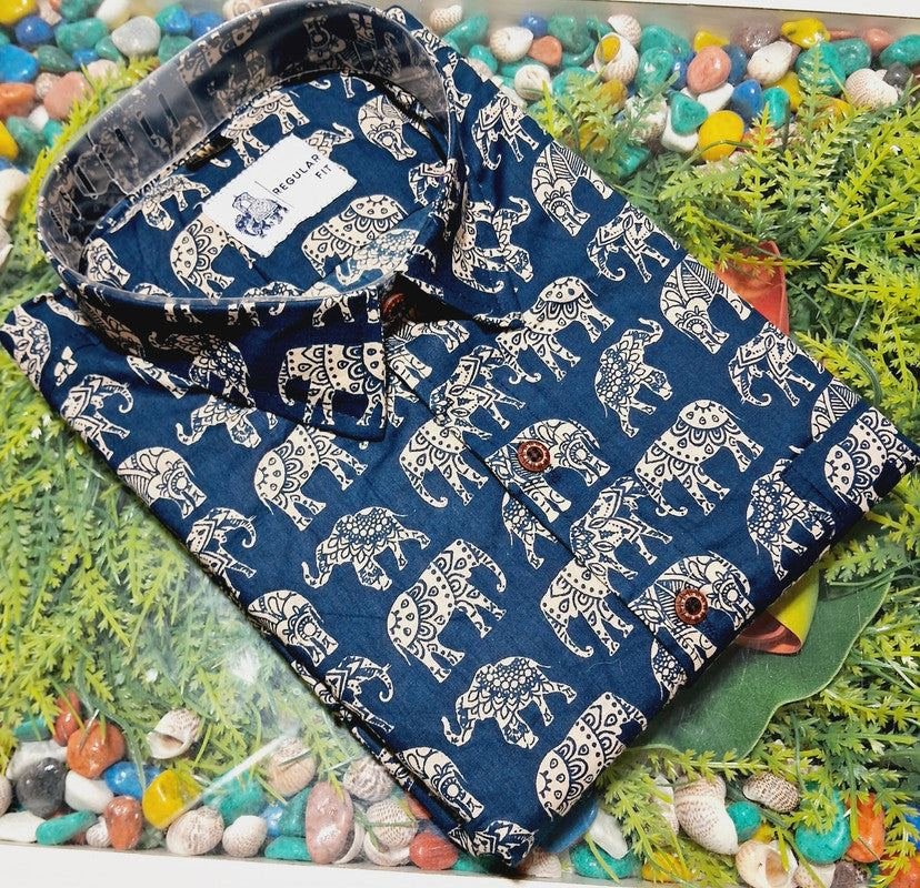 Elephant Print Cotton Shirt