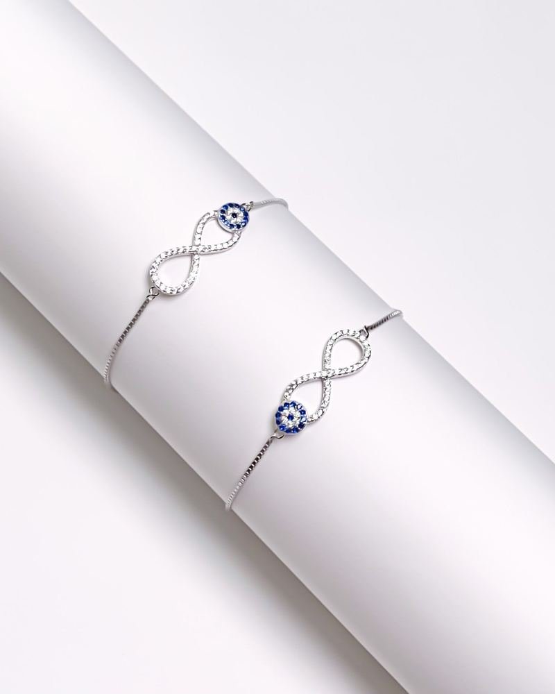 Silver Infinity Evil Eye Anklet photo 3