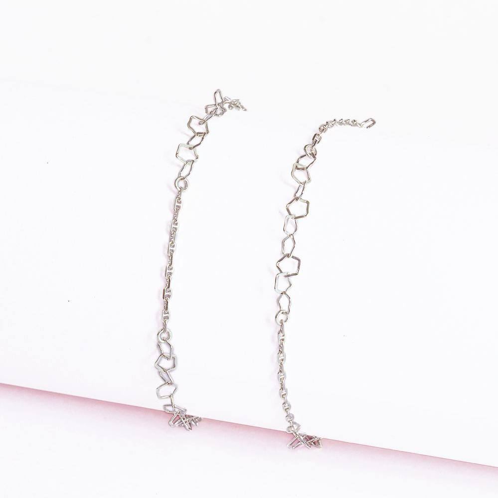 Silver Hexagon Minimal Anklet photo 4