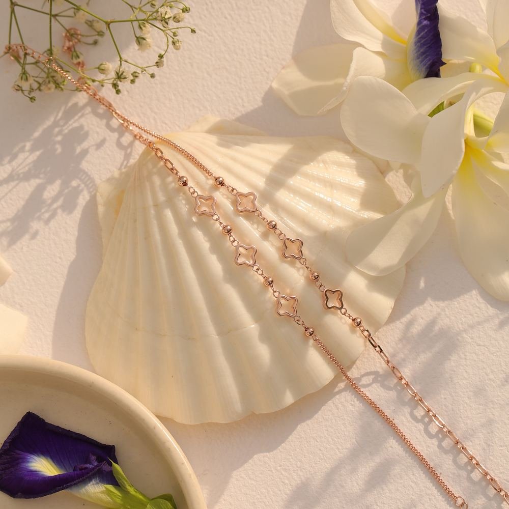 Rose Gold Floral Anklet photo 3
