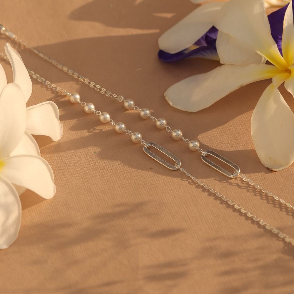 Silver Fancy Pearl Anklet photo 3