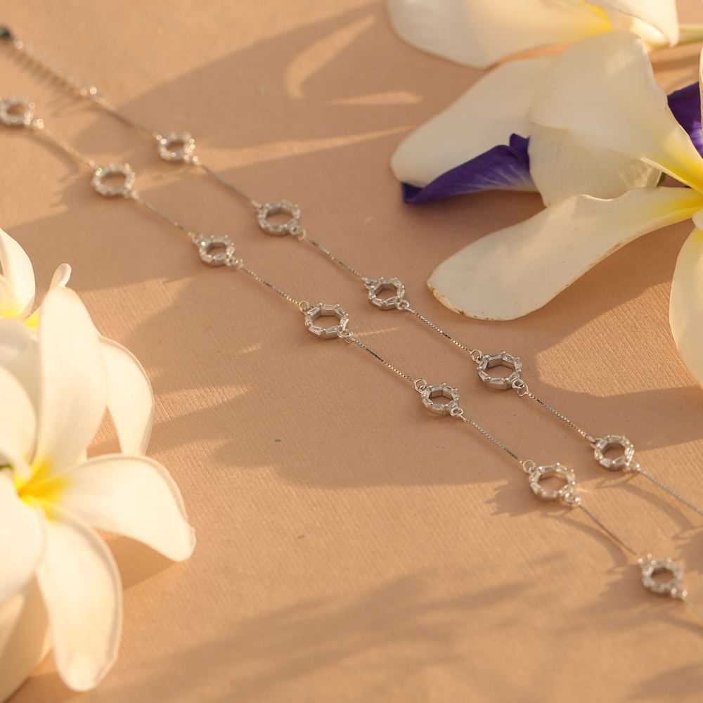 Silver Circular Motifs Anklet photo 3