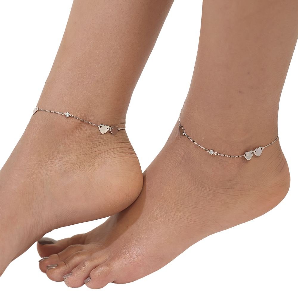 Silver Dua Heart Anklet photo 2