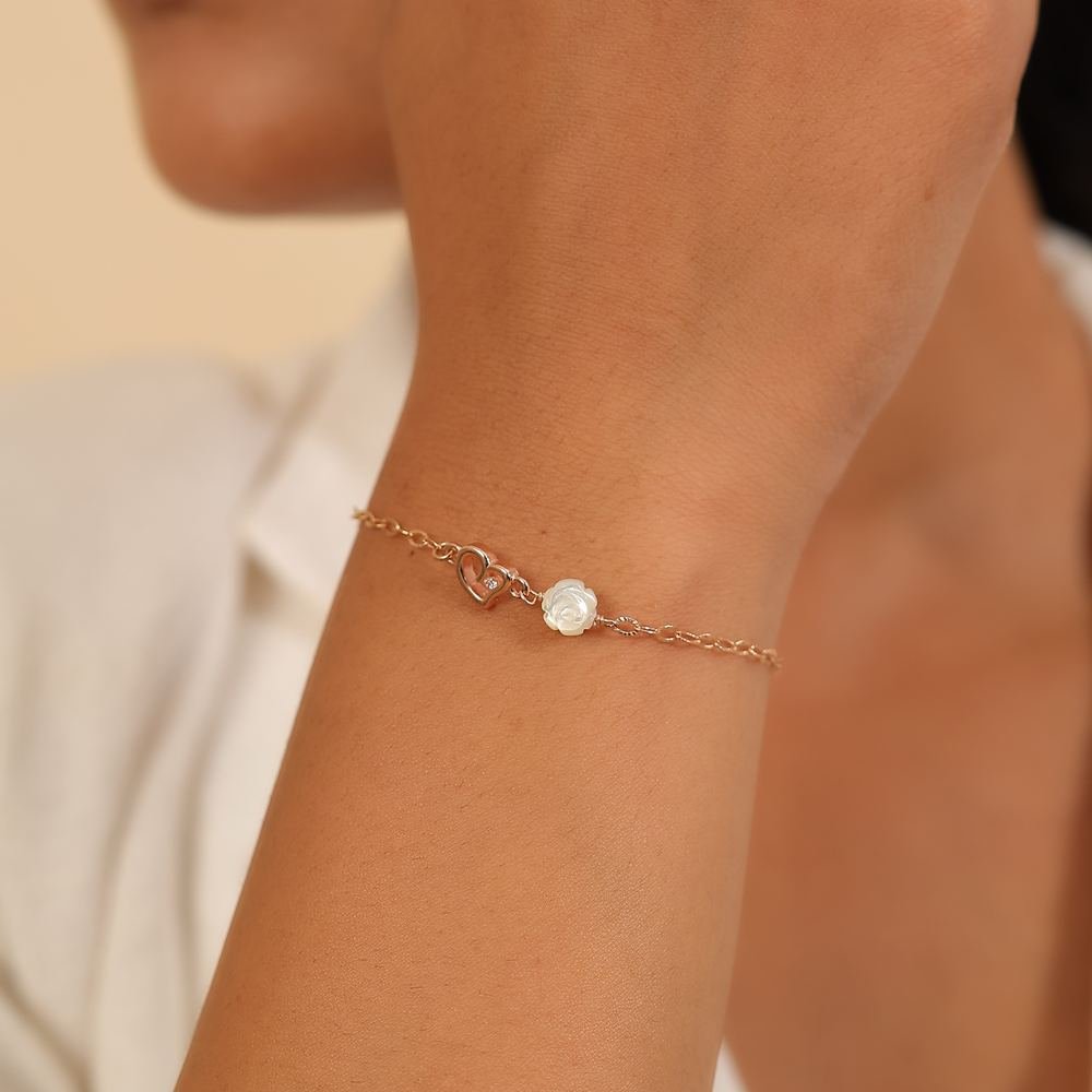Rose Gold Love Floral Bracelet