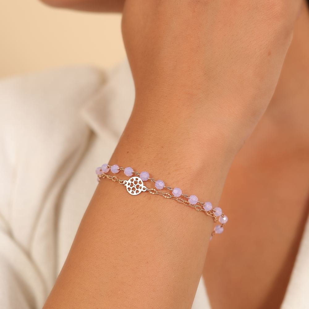 Rose Gold Lavender Charm Bracelet