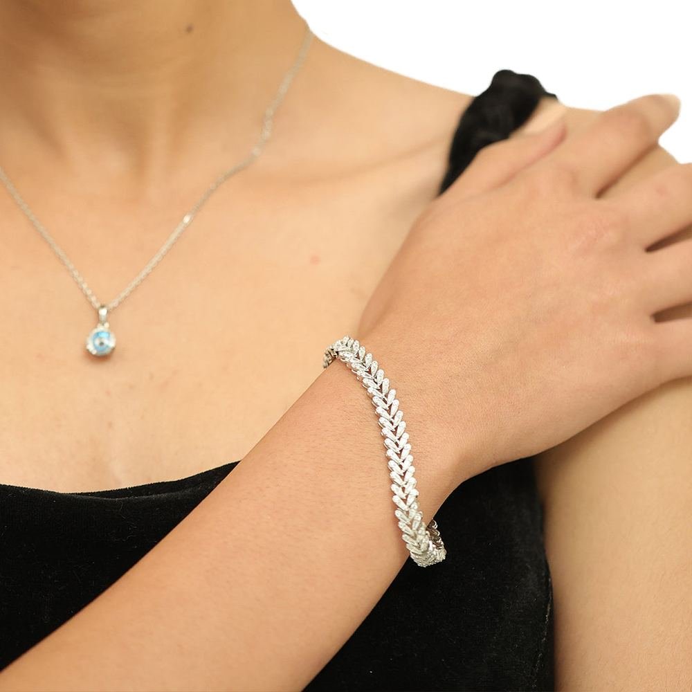 Silver Woven Leaf Bracelet