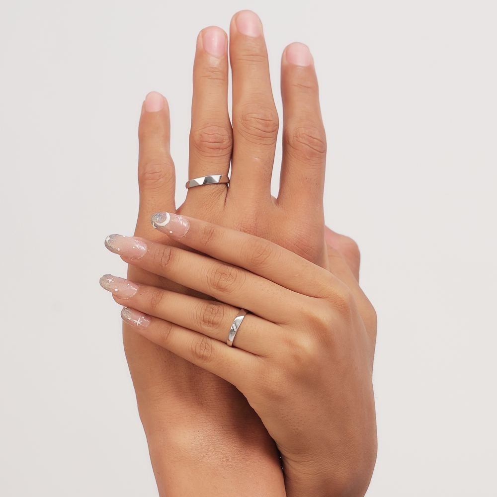 Silver Sober Couple Ring