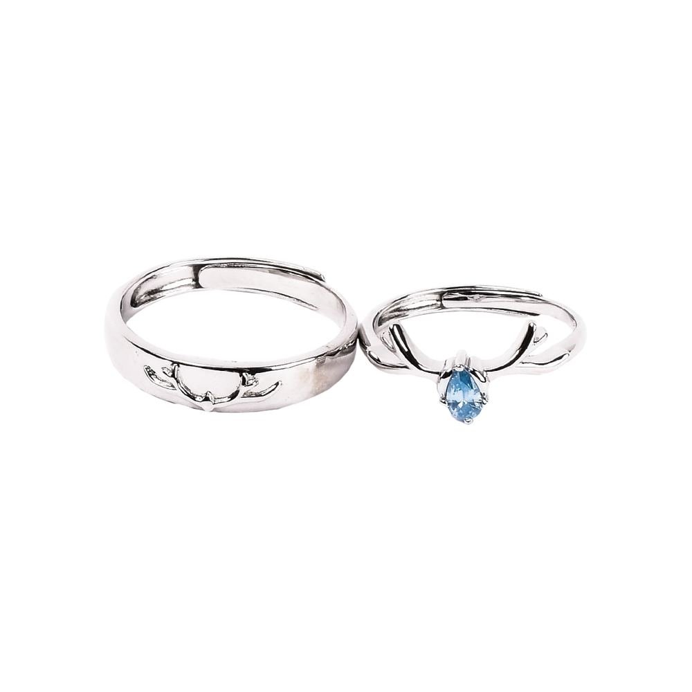 Silver Buckthorn Sky Blue Stone Couple Ring photo 2