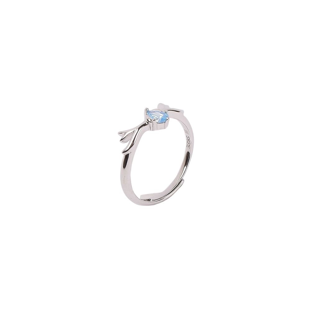 Silver Buckthorn Sky Blue Stone Couple Ring photo 4