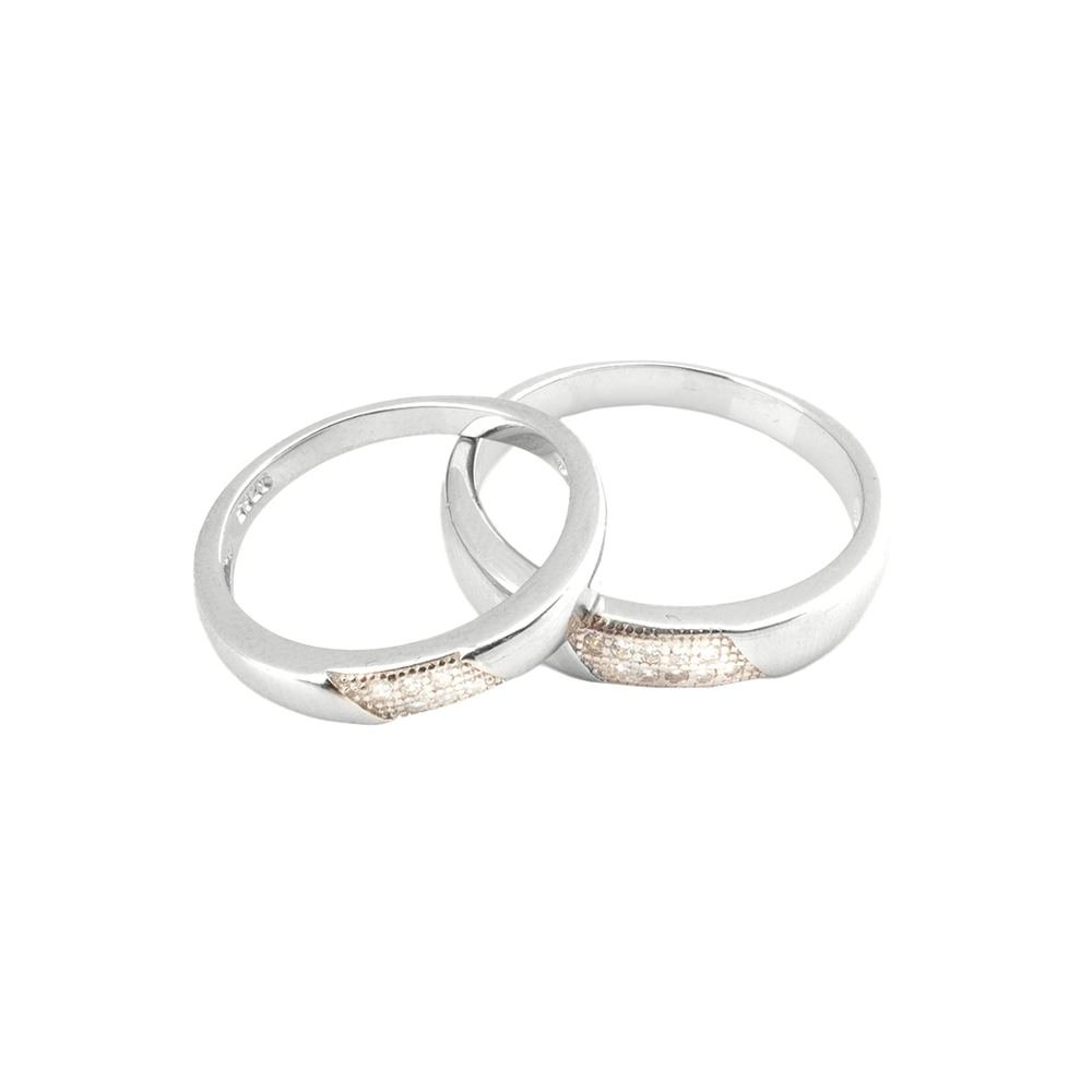 Silver Studded Zircon Couple Ring photo 3