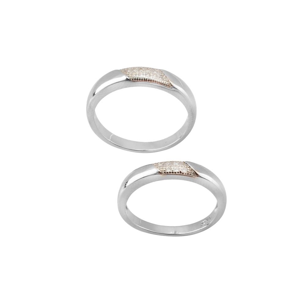 Silver Studded Zircon Couple Ring photo 4