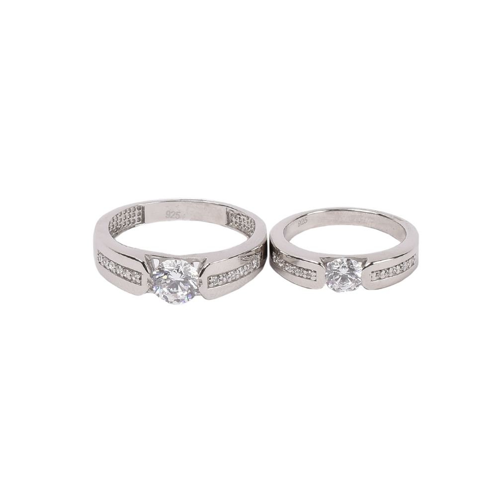 Silver Solitaire Timless Couple Ring