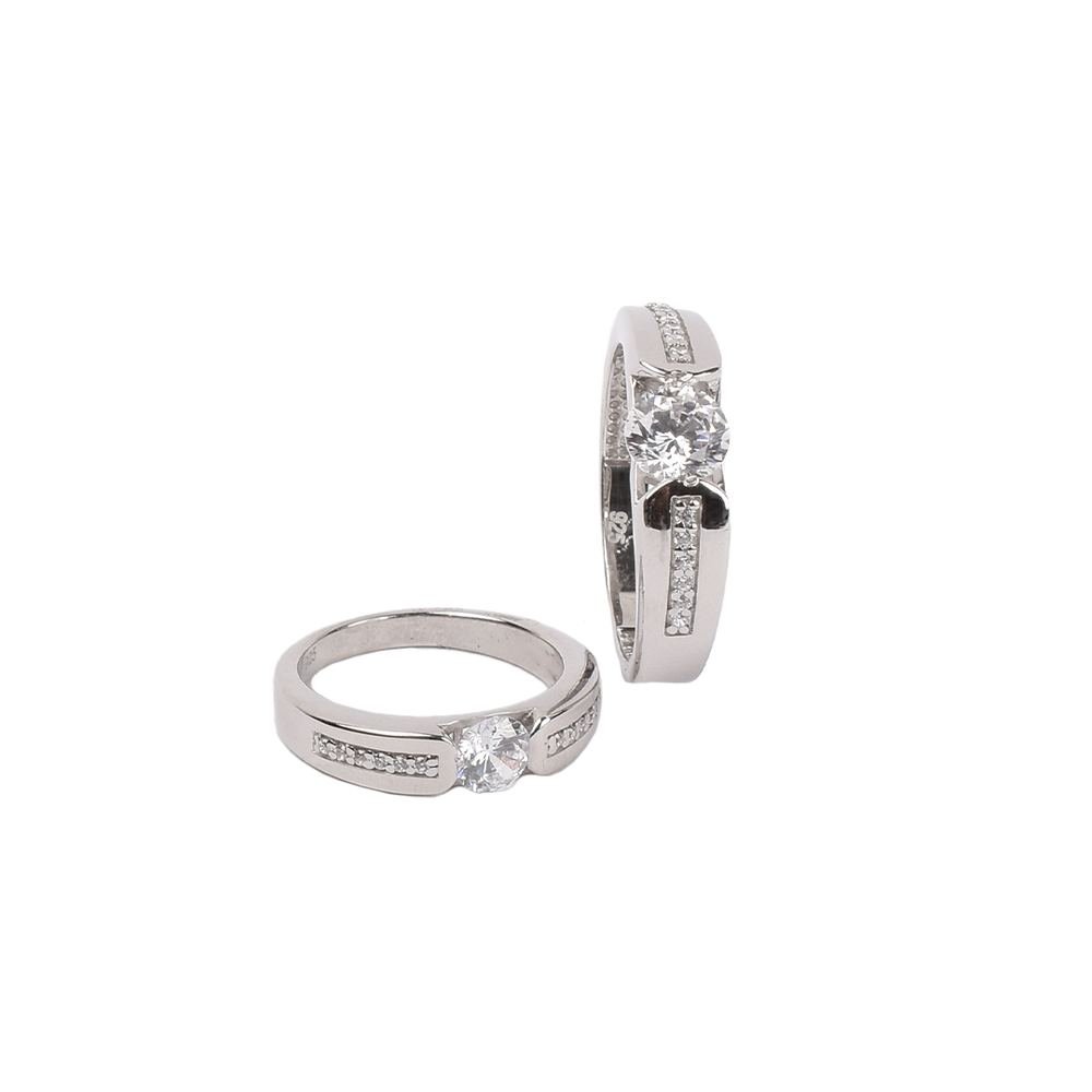Silver Solitaire Timless Couple Ring photo 2