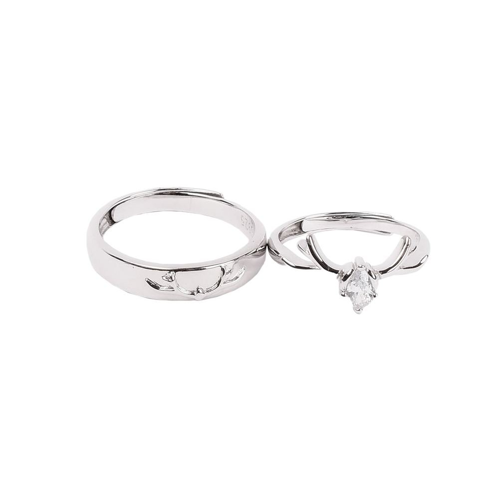 Silver Buckthorn White Stone Couple Ring photo 2