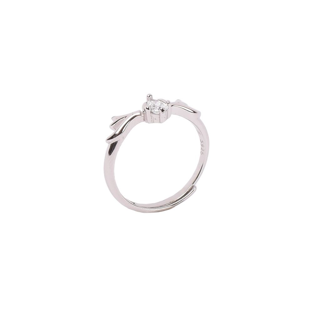 Silver Buckthorn White Stone Couple Ring photo 3