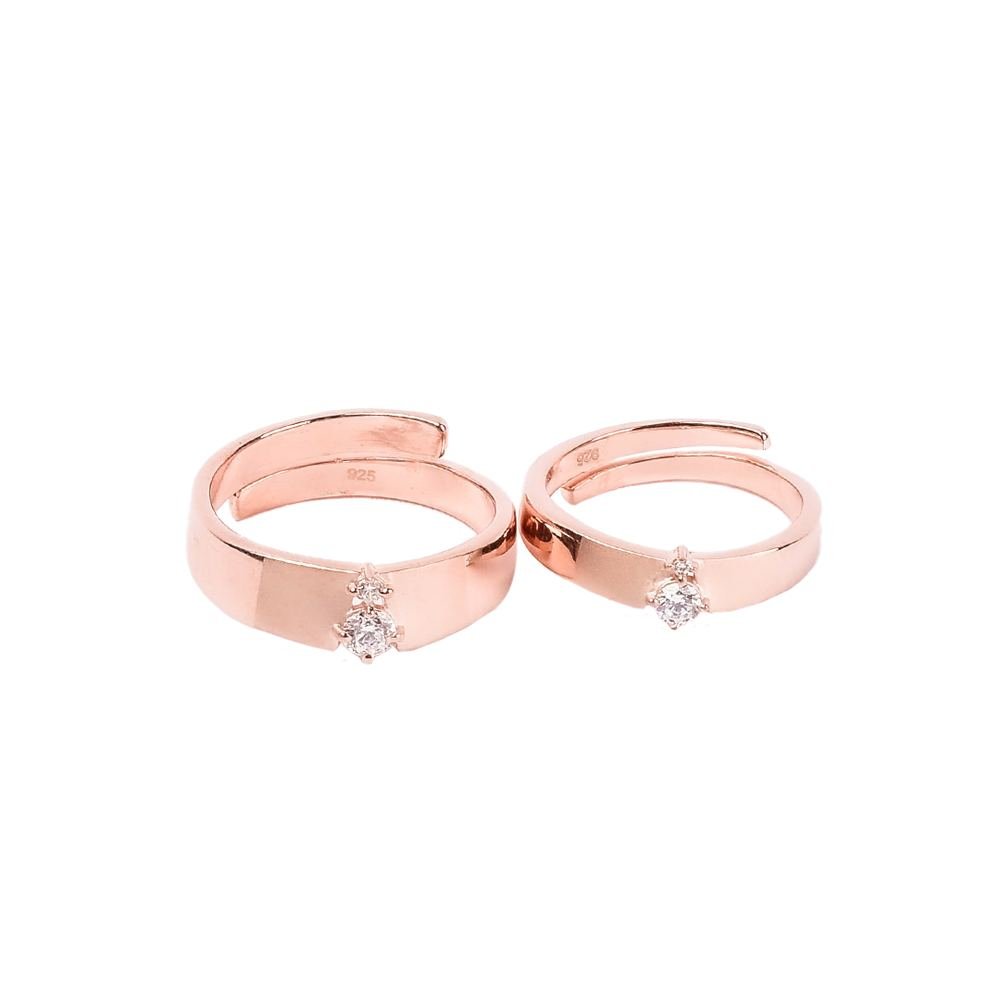 Rose Gold Zircon Made For You Couple Ring photo 2