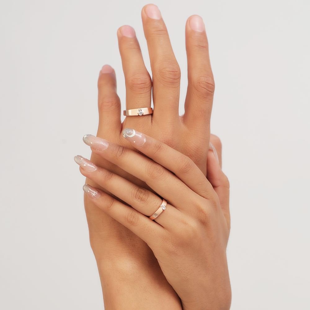 Rose Gold Zircon Made For You Couple Ring