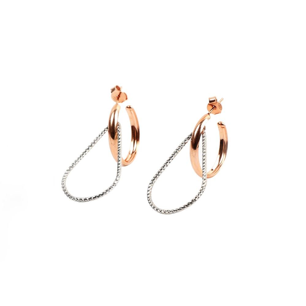 Rose gold & Silver Drop Hoops photo 4