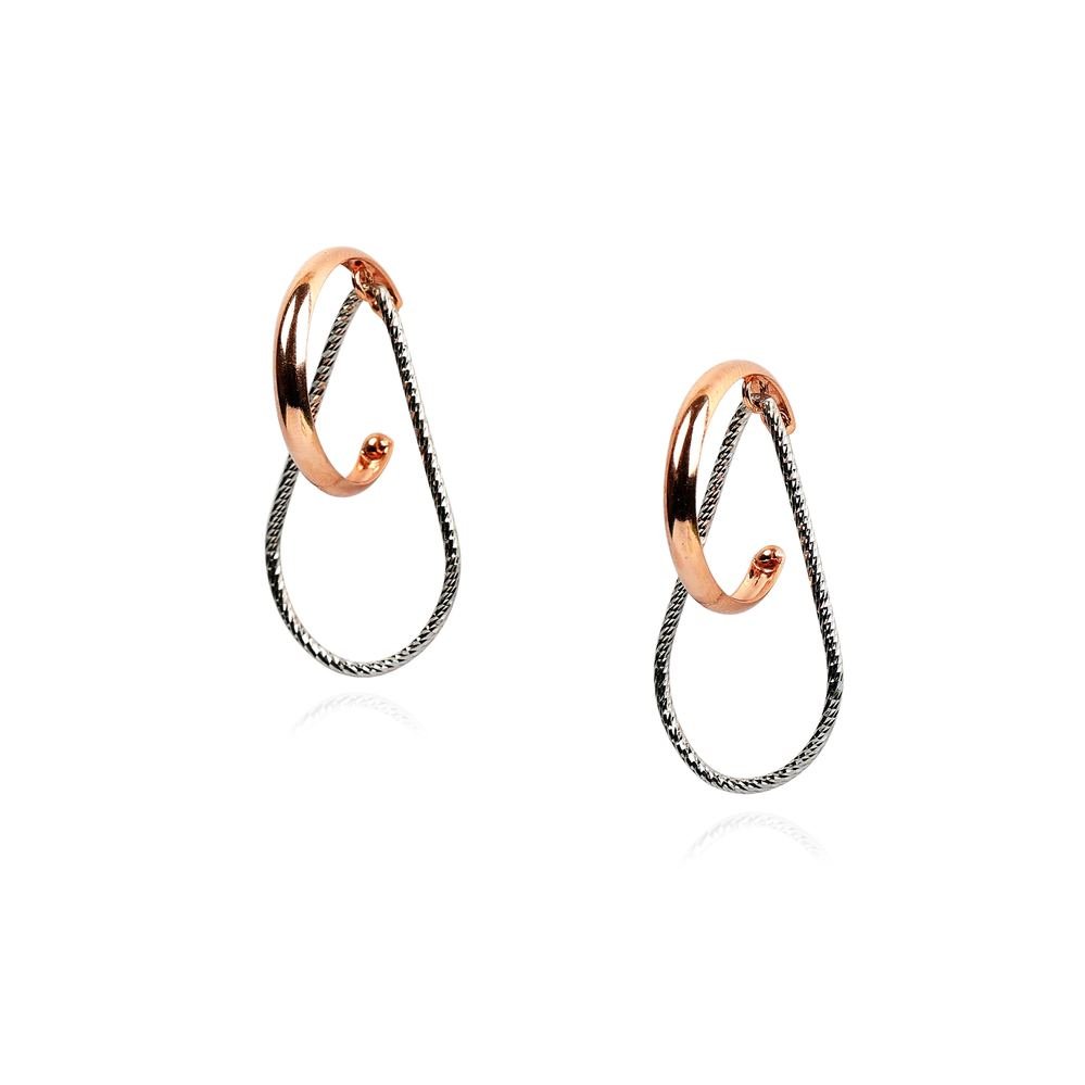 Rose gold & Silver Drop Hoops photo 3