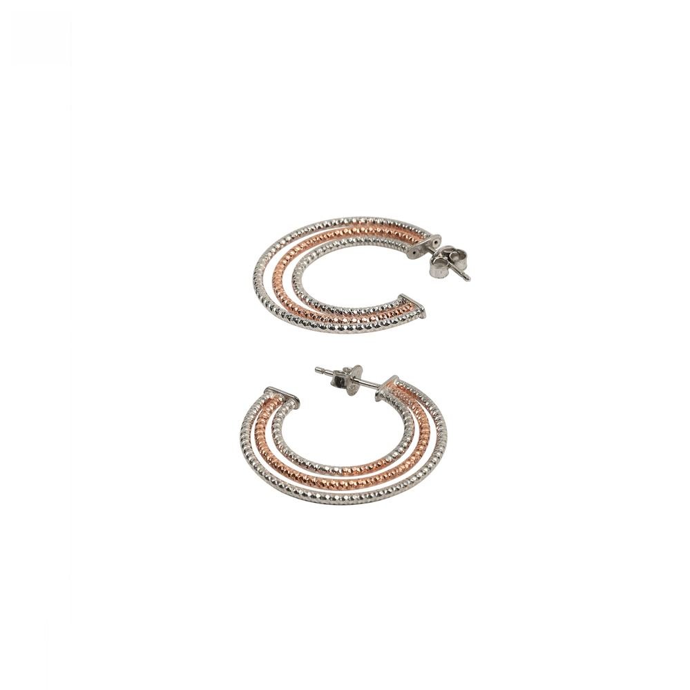 Silver Dual Tone Semi Hoop Earrings photo 4